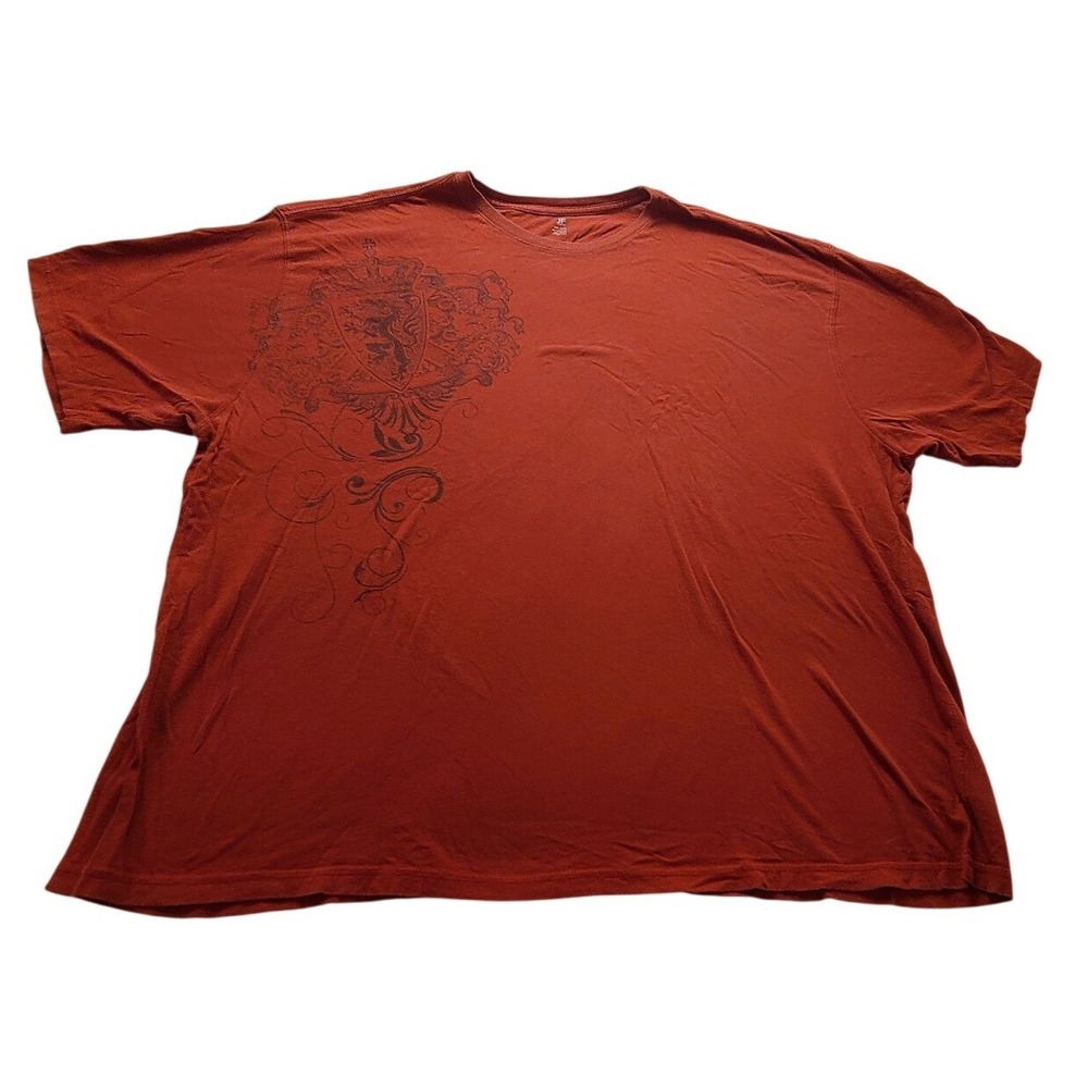 J.Ferrar Men's 3XL Burnt Orange Graphic T-Shirt Heraldic Lion Crest Cotton Tee